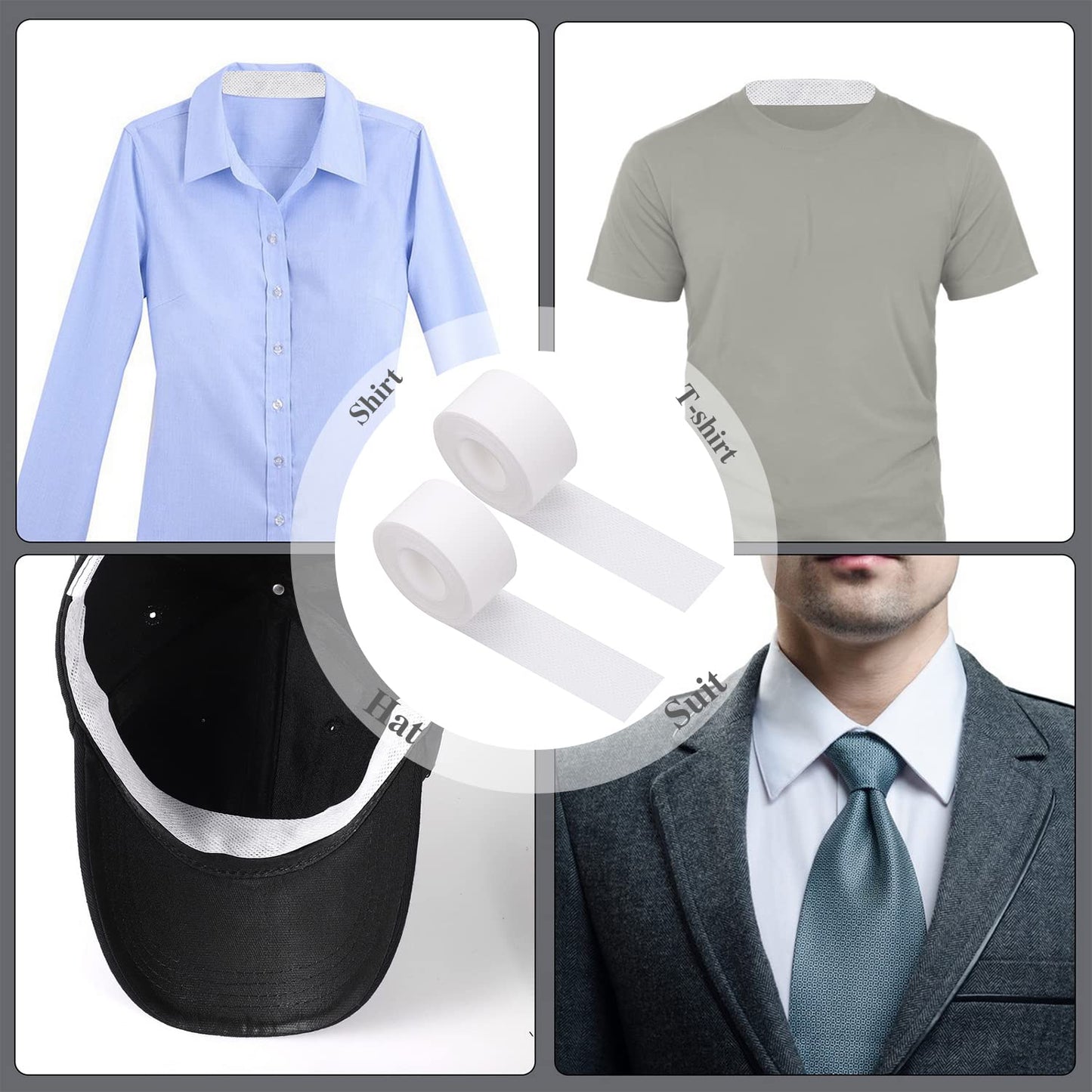 8 متر لفائف لاصقة لحماية ياقات الملابس من العرق، وسادات لاصقة ذاتية التثبيت