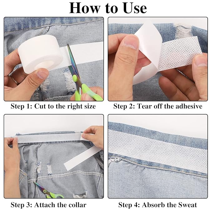 8 متر لفائف لاصقة لحماية ياقات الملابس من العرق، وسادات لاصقة ذاتية التثبيت